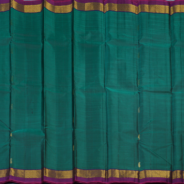 Hayagrivas Handloom Peacock Green Kanjivaram Silk Saree with Violet Border HBE1348B1-9