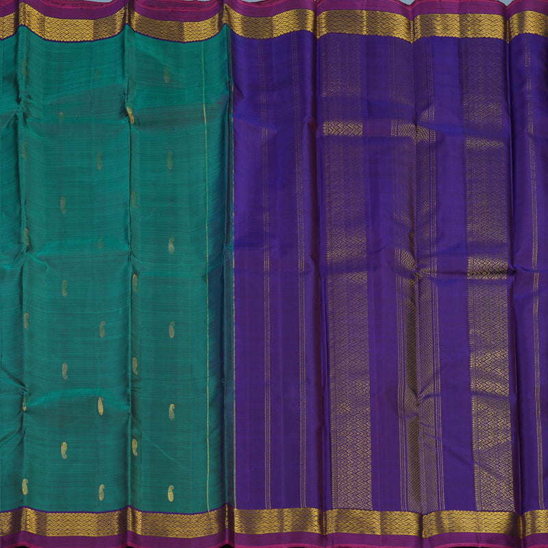 Hayagrivas Handloom Peacock Green Kanjivaram Silk Saree with Violet Border HBE1348B1-9