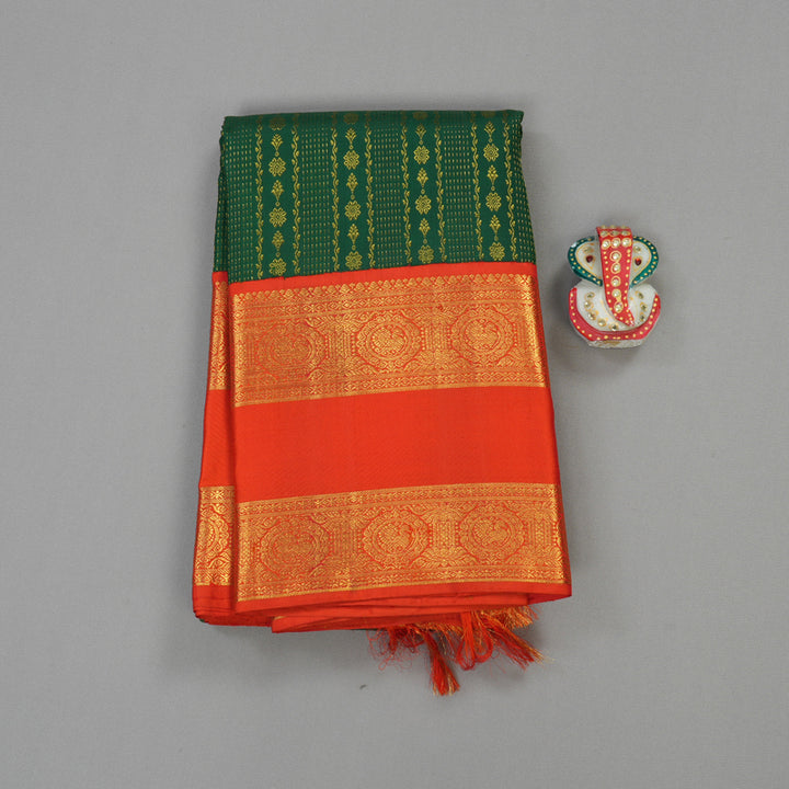 Hayagrivas Handloom Kanjivaram Silk Saree in Rich Bottle Green HBE136E10-8