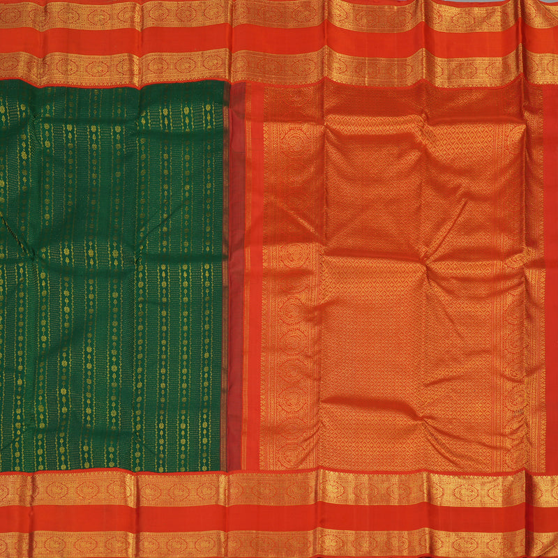Hayagrivas Handloom Kanjivaram Silk Saree in Rich Bottle Green HBE136E10-8
