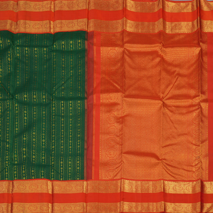 Hayagrivas Handloom Kanjivaram Silk Saree in Rich Bottle Green HBE136E10-8