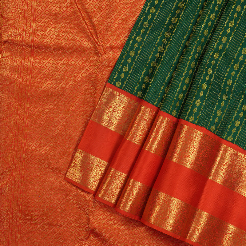 Hayagrivas Handloom Kanjivaram Silk Saree in Rich Bottle Green HBE136E10-8