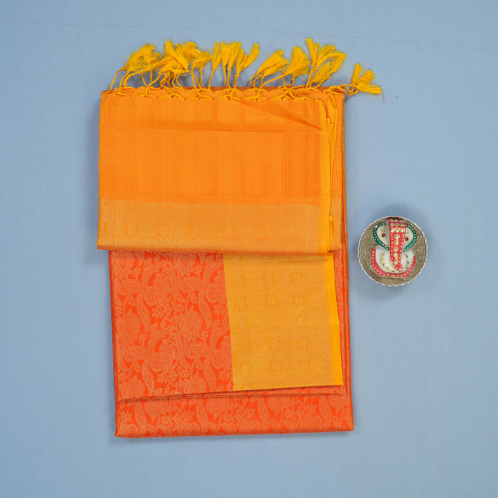 Hayagrivas Orange Handloom Soft Silk Saree HBE1463C1-4