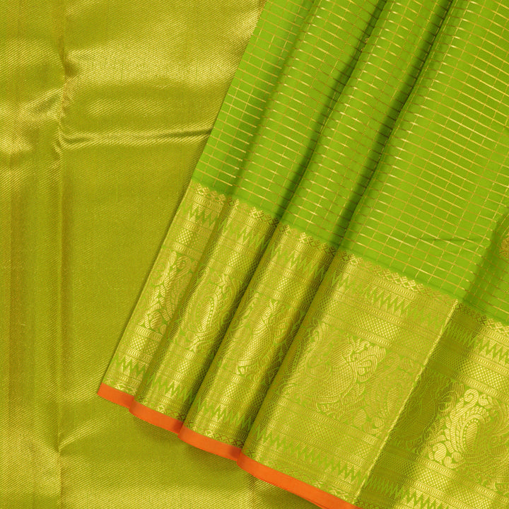 Hayagrivas Handloom Parrot Green Kanjivaram Silk Saree HBE1490C1-3