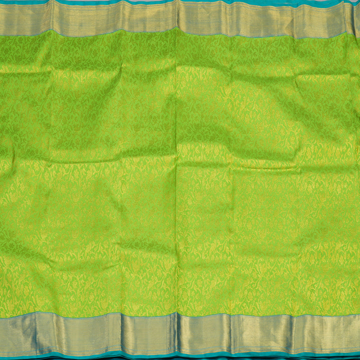 Hayagrivas Handloom Kanjivaram Silk Saree in Refreshing Fluorescent Green HBE156E17-1