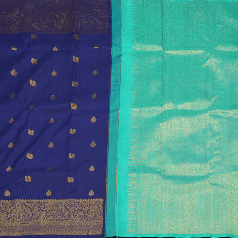 Hayagrivas Handloom  Kanjivaram Silk Saree in Serene Blue HBE156E6-1