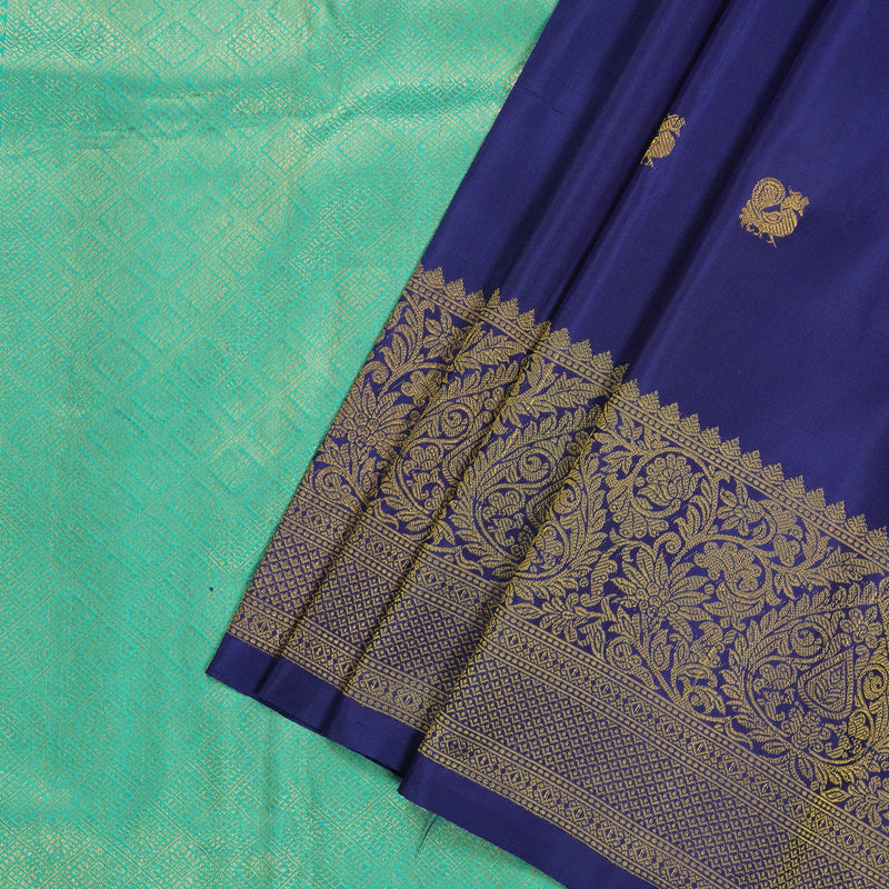 Hayagrivas Handloom  Kanjivaram Silk Saree in Serene Blue HBE156E6-1