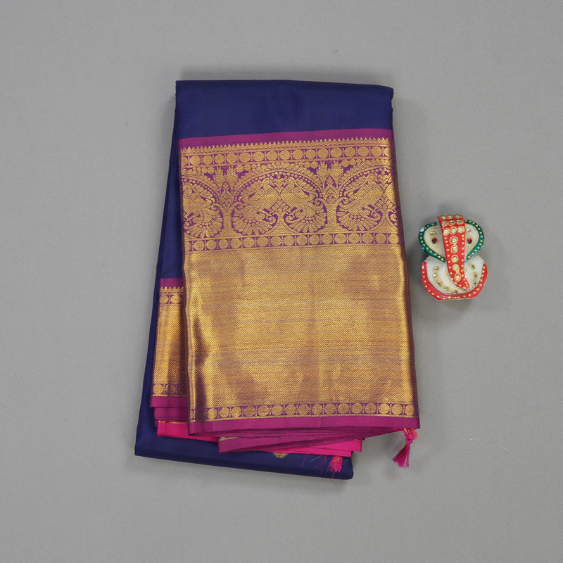 Hayagrivas Handloom Kanjivaram Silk Saree in Majestic Blue HBE156E9-1