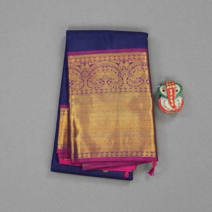 Hayagrivas Handloom Kanjivaram Silk Saree in Majestic Blue HBE156E9-1