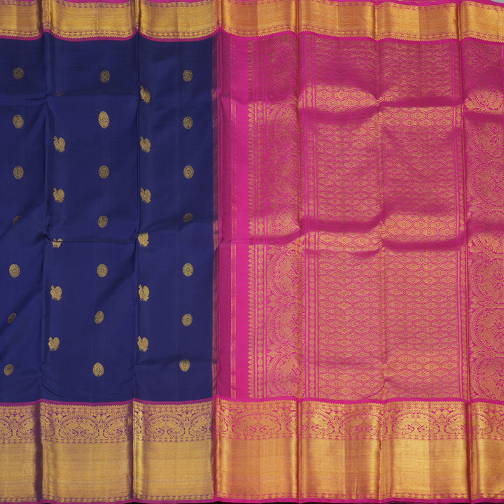 Hayagrivas Handloom Kanjivaram Silk Saree in Majestic Blue HBE156E9-1