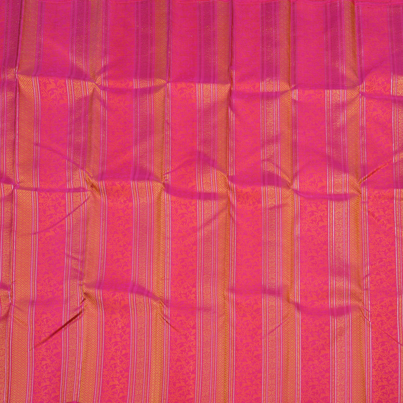 Hayagrivas Handloom Kanjivaram Silk Saree in lively Orangish Pink HBE157E1-1