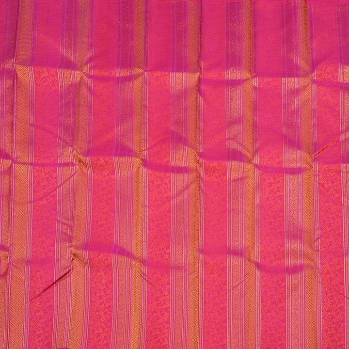 Hayagrivas Handloom Kanjivaram Silk Saree in lively Orangish Pink HBE157E1-1