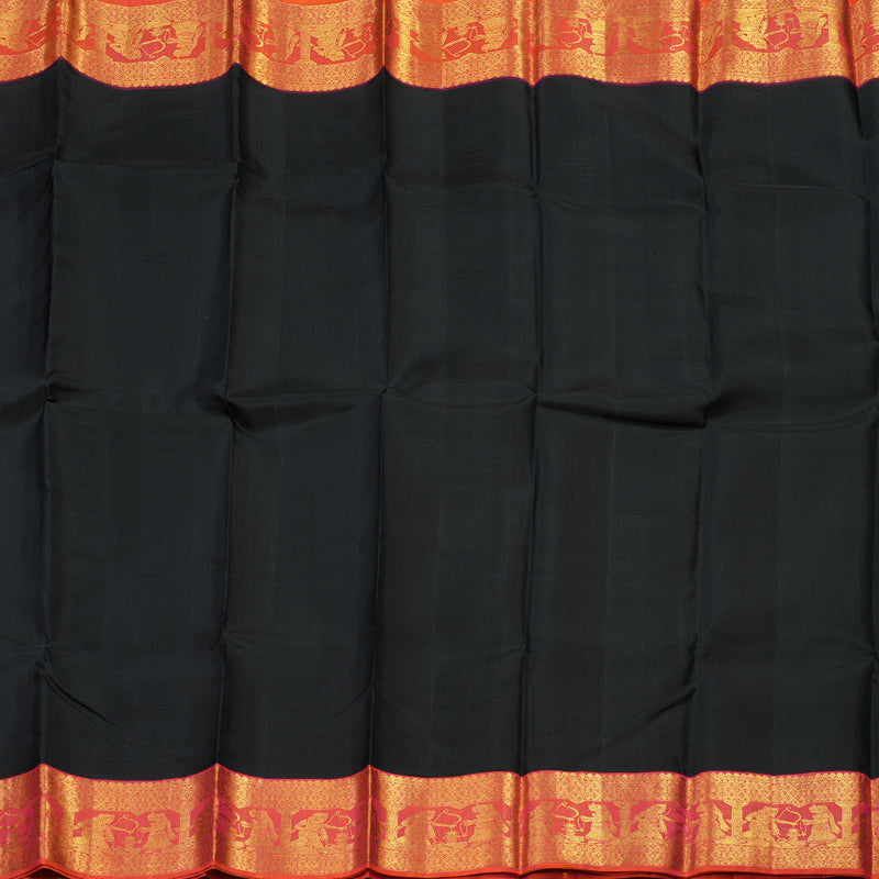 Hayagrivas Handloom Kanjivaram Silk Saree in Dignified Black With Ramayana Border HBE157E2-1