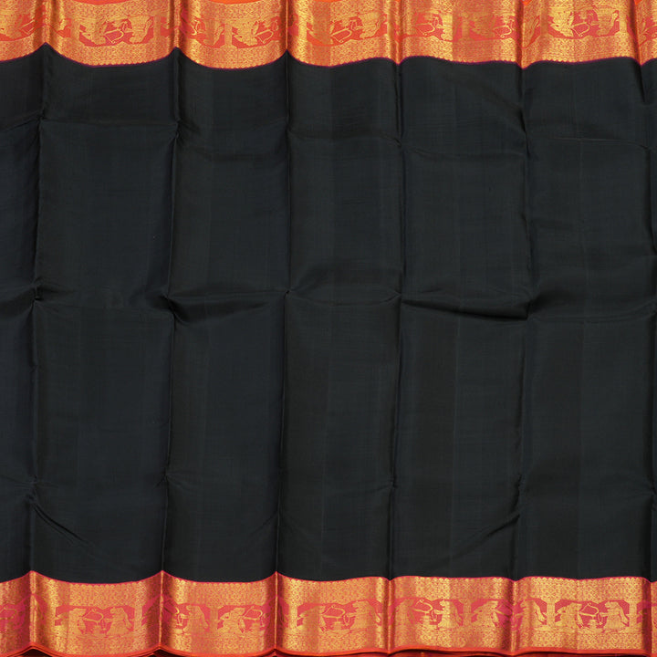 Hayagrivas Handloom Kanjivaram Silk Saree in Dignified Black With Ramayana Border HBE157E2-1