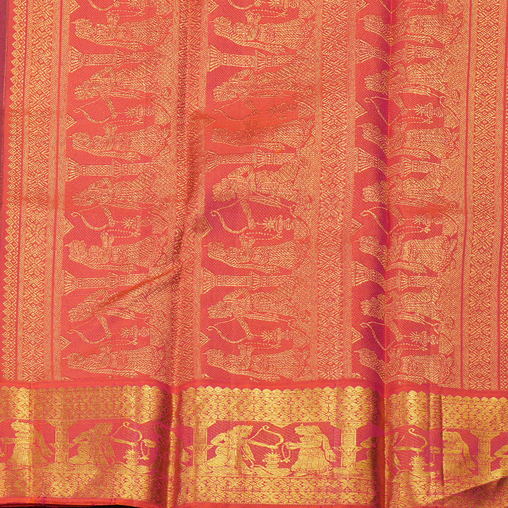 Hayagrivas Handloom Kanjivaram Silk Saree in Dignified Black With Ramayana Border HBE157E2-1