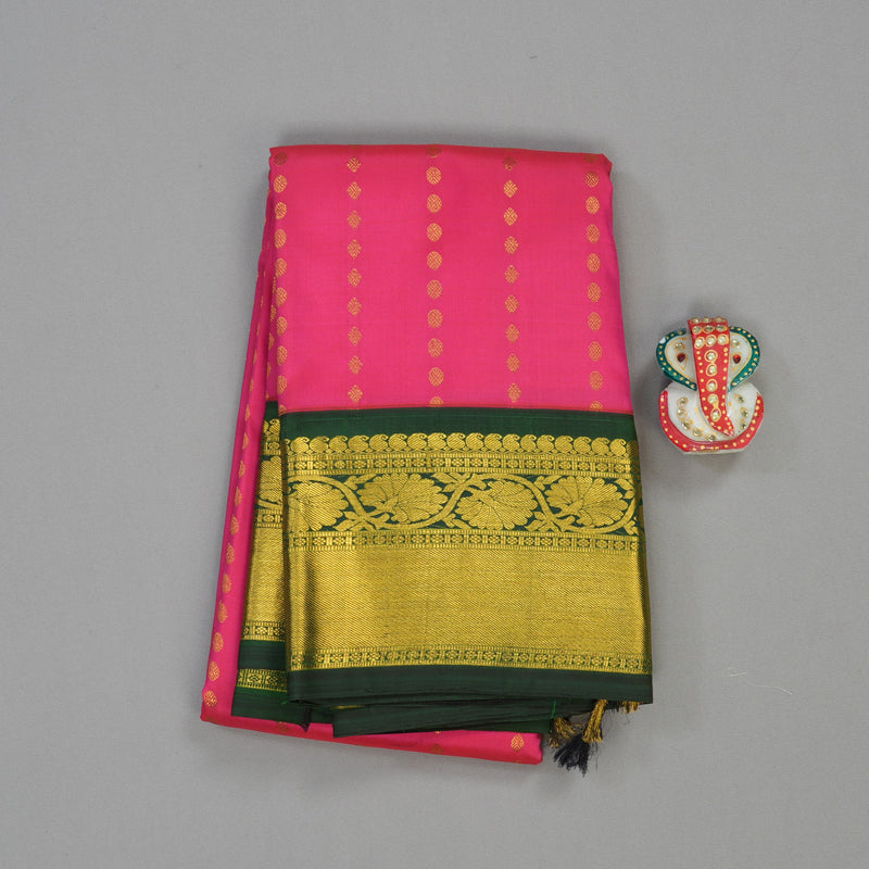 Hayagrivas Handloom Kanjivaram Silk Saree in Radiant Reddish Pink HBE158E1-1