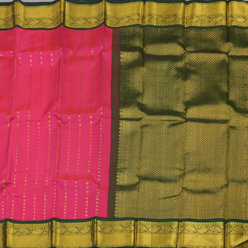 Hayagrivas Handloom Kanjivaram Silk Saree in Radiant Reddish Pink HBE158E1-1