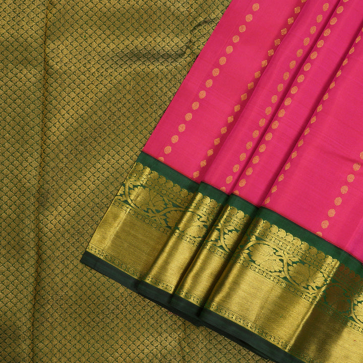Hayagrivas Handloom Kanjivaram Silk Saree in Radiant Reddish Pink HBE158E1-1