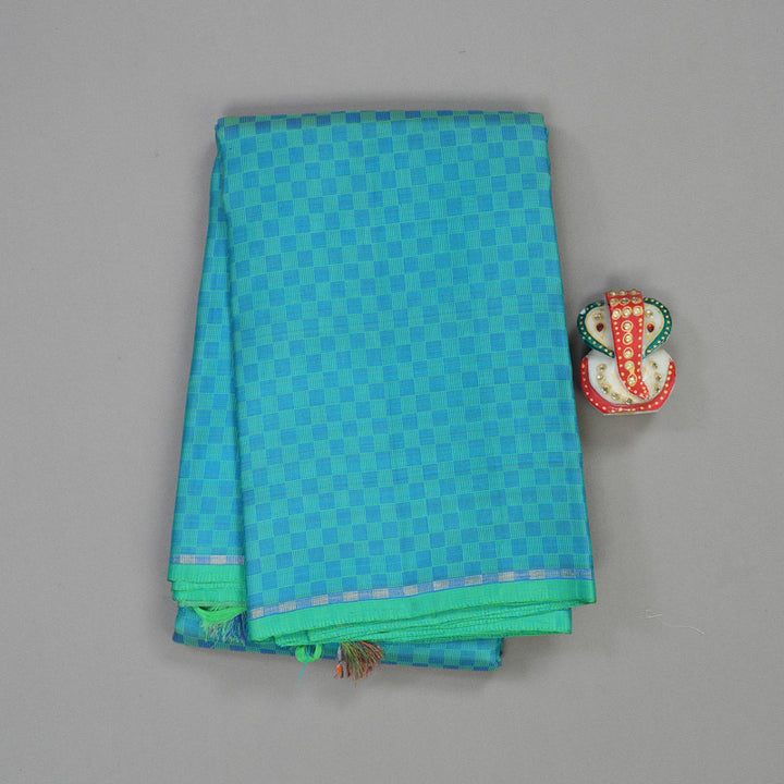 Hayagrivas Handloom Kanjivaram Silk Saree in Refreshing Sea Blue HBE158E3-1
