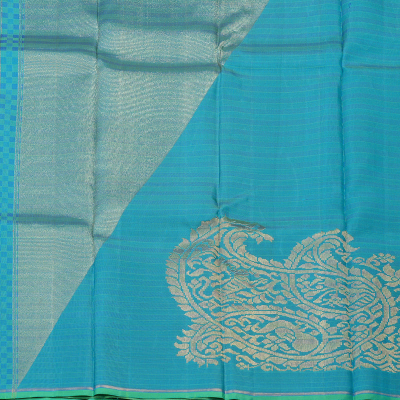 Hayagrivas Handloom Kanjivaram Silk Saree in Refreshing Sea Blue HBE158E3-1