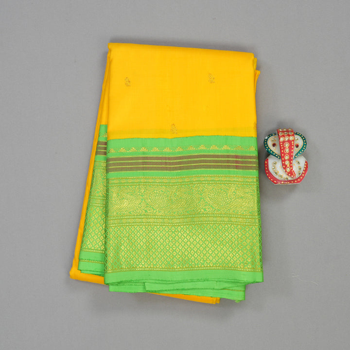 Hayagrivas Handloom Kanjivaram Silk Saree in Sunny Yellow HBE158E7-1