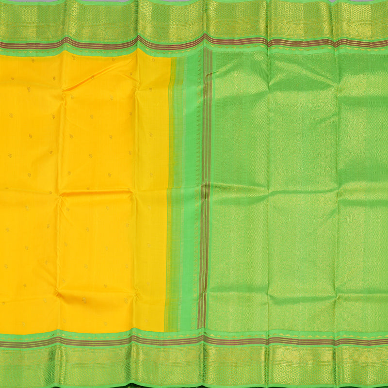 Hayagrivas Handloom Kanjivaram Silk Saree in Sunny Yellow HBE158E7-1