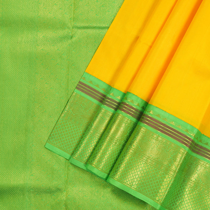 Hayagrivas Handloom Kanjivaram Silk Saree in Sunny Yellow HBE158E7-1