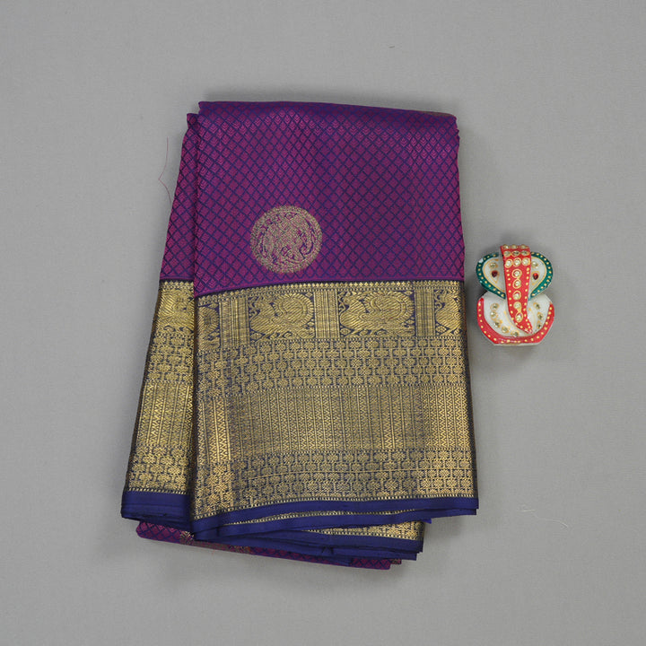 Hayagrivas Handloom Kanjivaram Silk Saree in Regal Purplish Blue HBE159E1-1