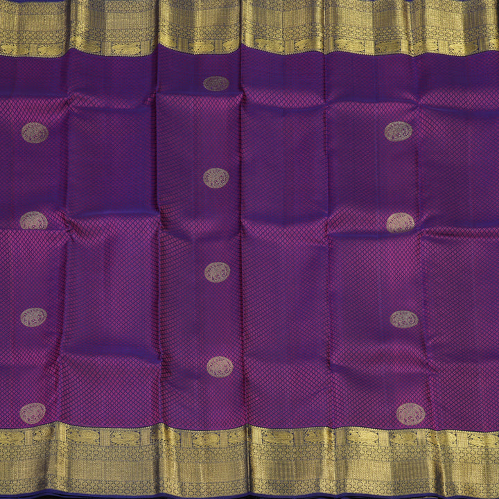 Hayagrivas Handloom Kanjivaram Silk Saree in Regal Purplish Blue HBE159E1-1