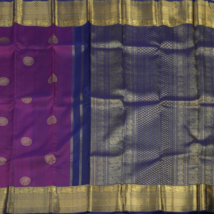 Hayagrivas Handloom Kanjivaram Silk Saree in Regal Purplish Blue HBE159E1-1