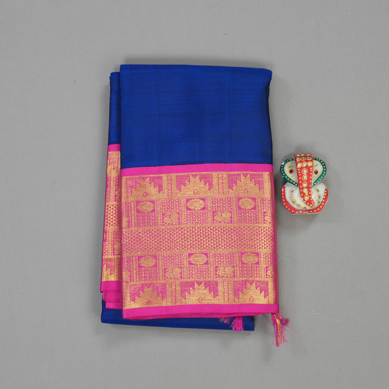 Hayagrivas Handloom Kanjivaram Silk Saree in Striking Blue HBE159E13-1