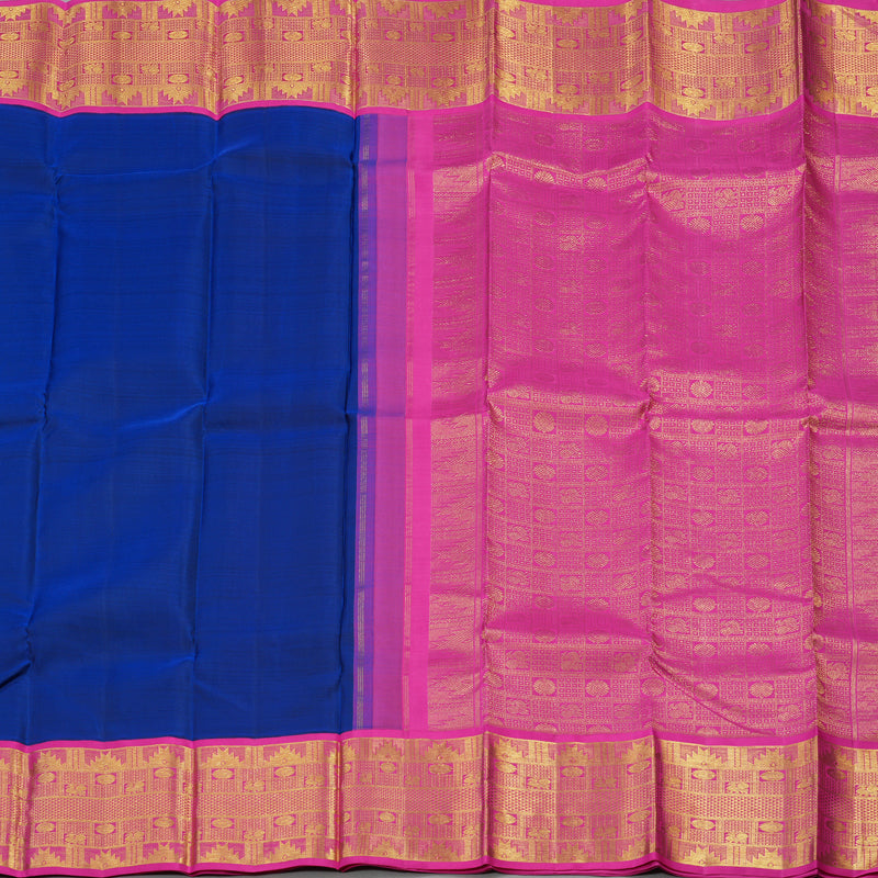 Hayagrivas Handloom Kanjivaram Silk Saree in Striking Blue HBE159E13-1