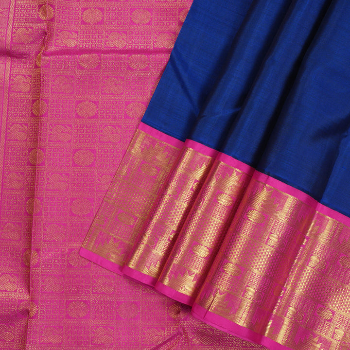 Hayagrivas Handloom Kanjivaram Silk Saree in Striking Blue HBE159E13-1