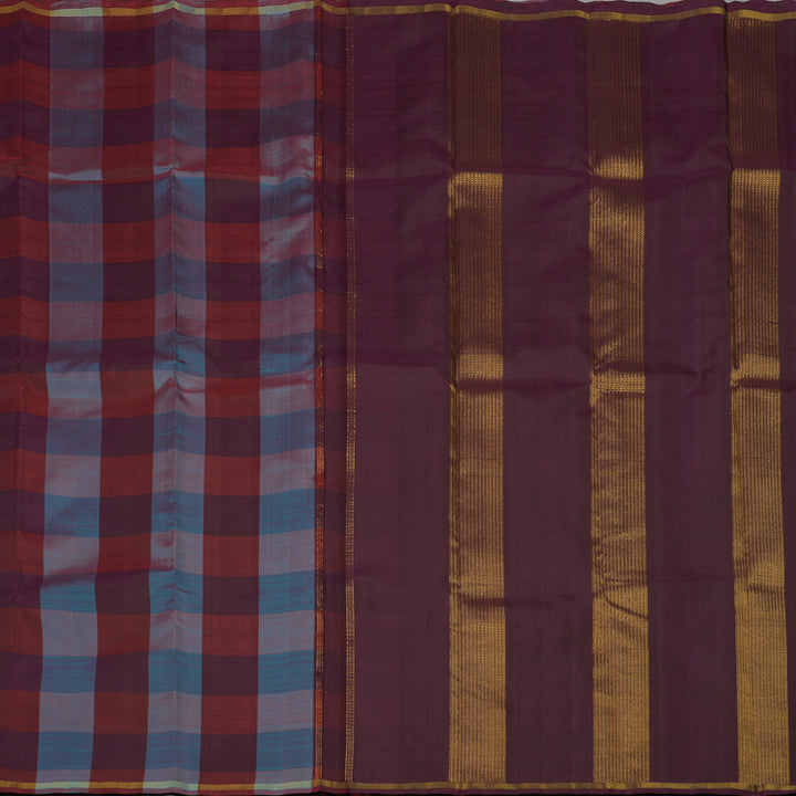 Hayagrivas Handloom Checks Multicolor Kanjivaram Silk Saree HBE162E4-1