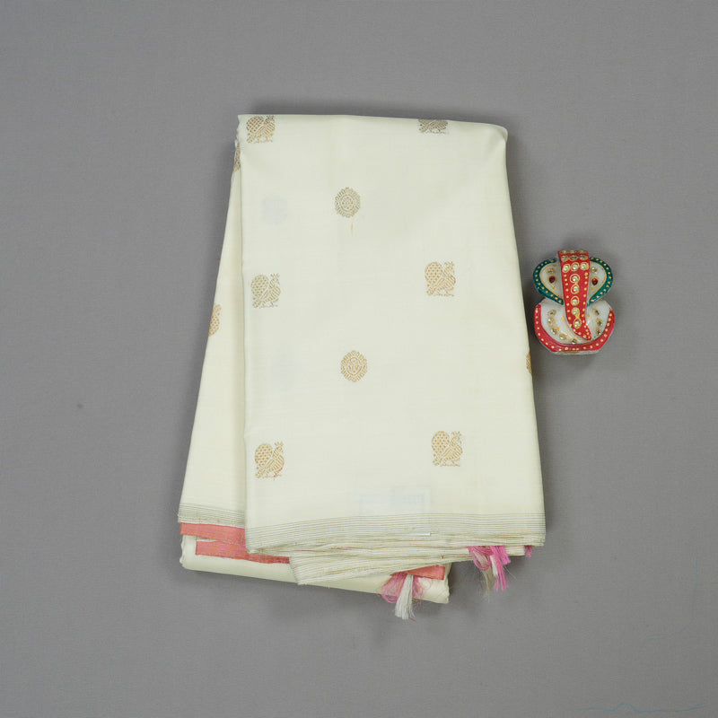 Hayagrivas Handloom Elegant Off White Kanjivaram Silk Saree HBE173E3-1