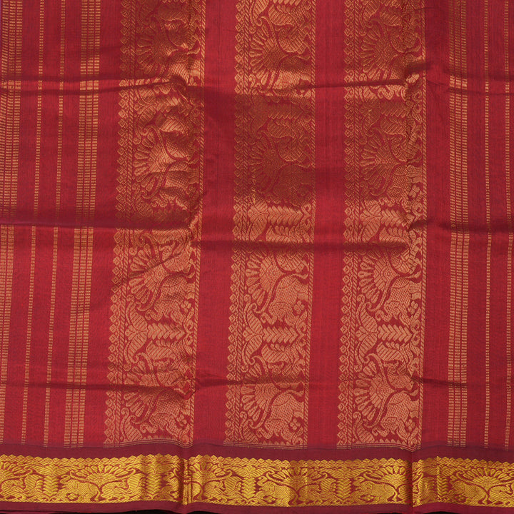 Hayagrivas Pure Printed Silk Cotton Saree in Rama Blue with Maroon HBE184E1-11