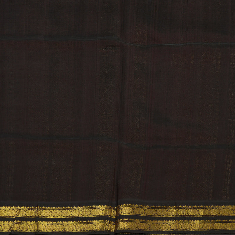 Hayagrivas Handloom Printed Silk cotton saree in White with Dark brown HBE184E1-13