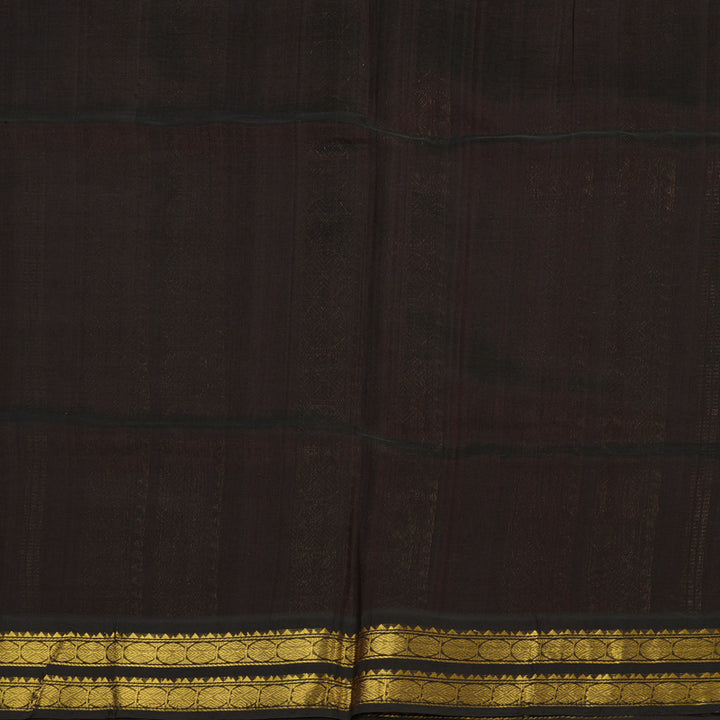 Hayagrivas Handloom Printed Silk cotton saree in White with Dark brown HBE184E1-13