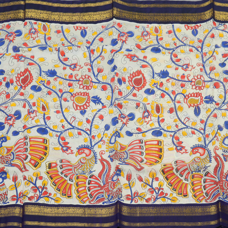 Hayagrivas Pure Silk Cotton Saree in Sandal with Purplish Blue HBE184E1-14