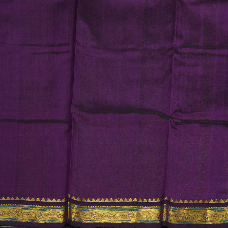 Hayagrivas Handloom Kanjivaram silk cotton saree in Lemon green with purple HBE184E1-4