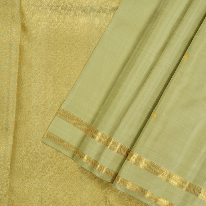 Hayagrivas Handloom Kanjivaram silk saree in Light elaichi green Rettapet HBE185E1-1