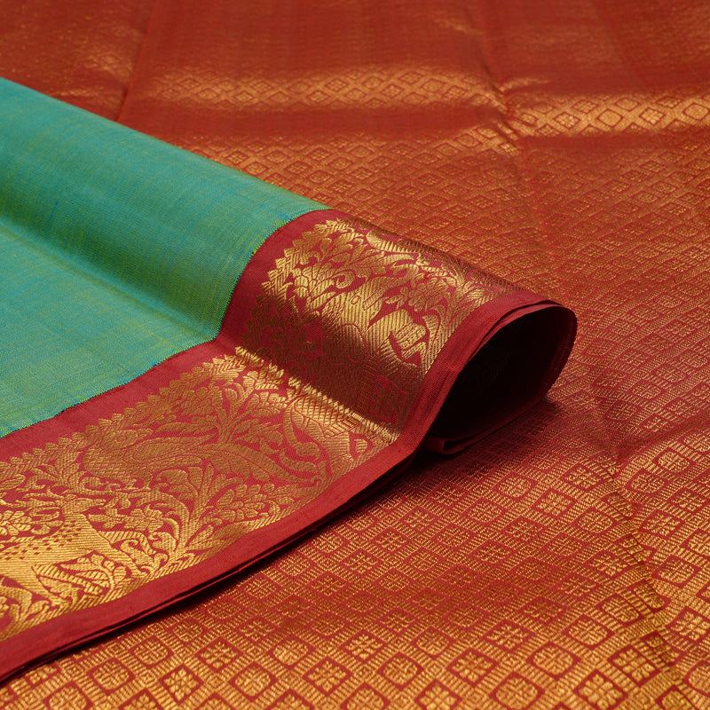 Hayagrivas Handloom Kanjivaram Silk Saree in Stunning Sea Green HBE20D1-1