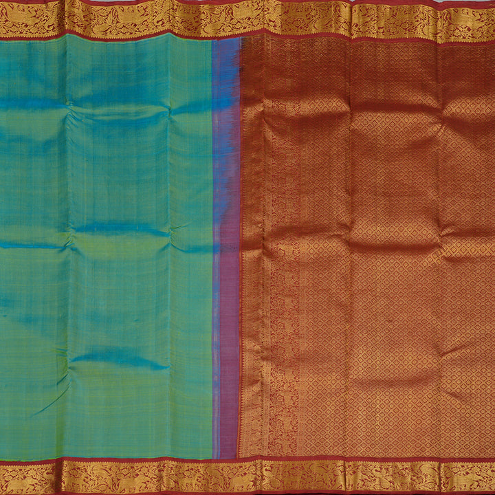 Hayagrivas Handloom Kanjivaram Silk Saree in Stunning Sea Green HBE20D1-1