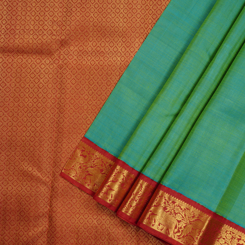 Hayagrivas Handloom Kanjivaram Silk Saree in Stunning Sea Green HBE20D1-1
