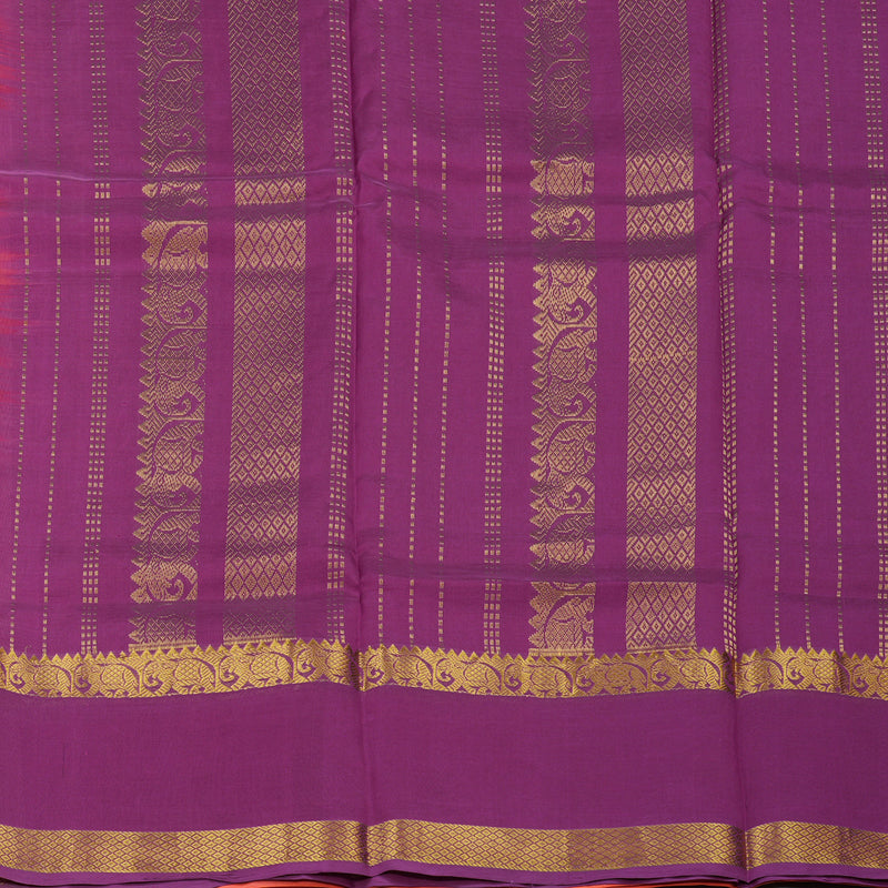 Hayagrivas Pure Silk Cotton Saree in Peach Orange with Purple Ganga Jamuna HBE233F2-1
