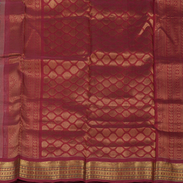 Hayagrivas Handloom Printed Silk cotton saree in Light Grey with Maroon HBE233F3-5