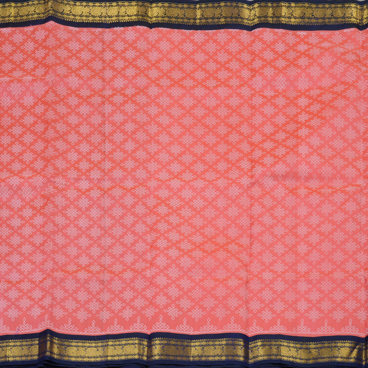 Hayagrivas Pure Silk Cotton Saree In Peach Pink with Navy Blue HBE233F3-9