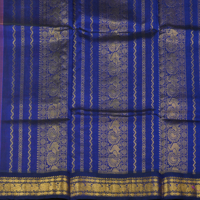 Hayagrivas Pure Silk Cotton Saree In Peach Pink with Navy Blue HBE233F3-9