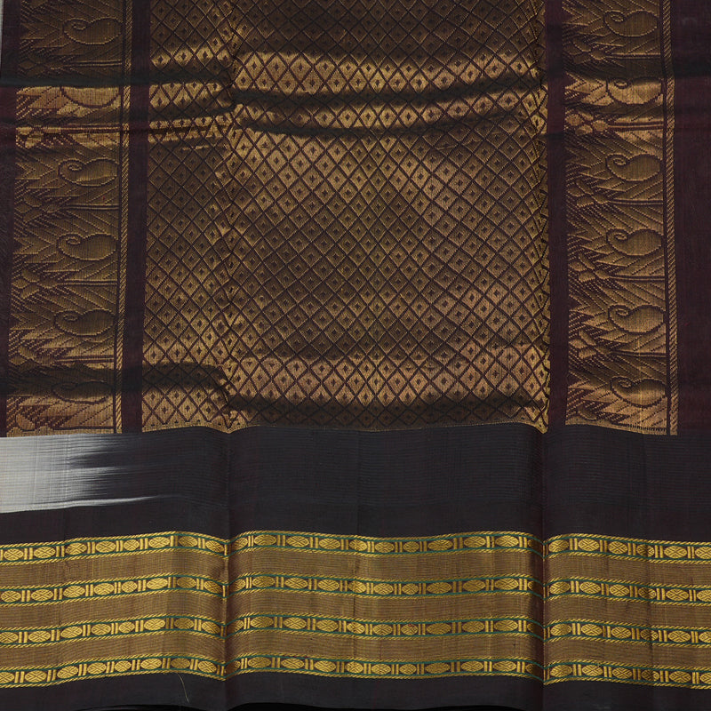 Hayagrivas Handloom Pure Printed Silk Cotton in Delicate Half white with Wine purple HBE233F4-1