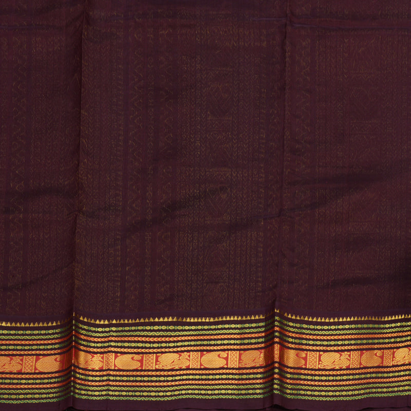 Hayagrivas Pure printed Silk Cotton Saree in subtle Beige with Wine Purple HBE233F5-1